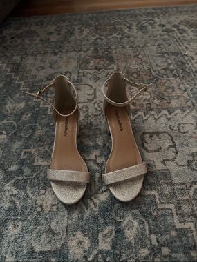 Cityclassified Champagne Gold Ankle-Strap Heels